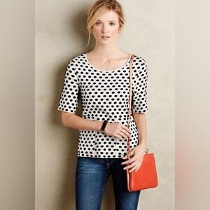 Anthropologie Moth Jacquard Dottie Knit Top Blouse Sweater Polka Dot XL